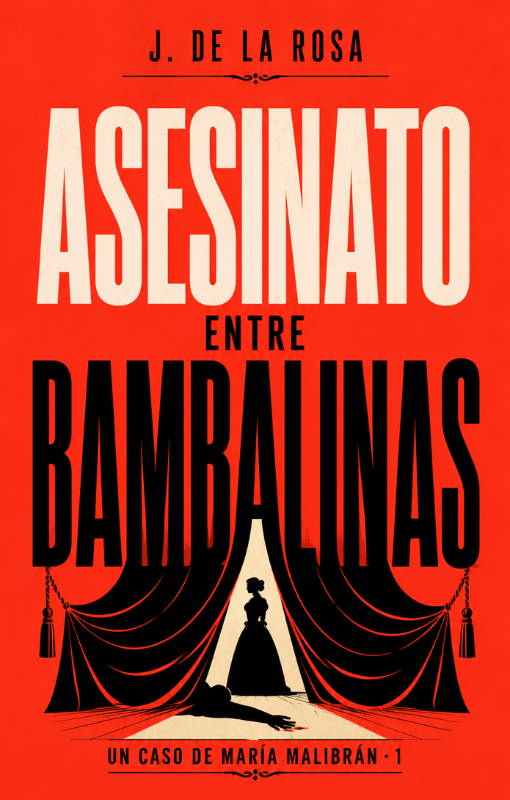 Portada de «Asesinato entre bambalinas», de J. de la Rosa